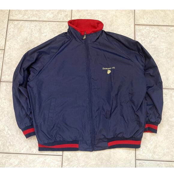 USMC  Marines Jacket Reversible Mens Military Red Fleece Blue Veteran XL - Picture 2 of 12